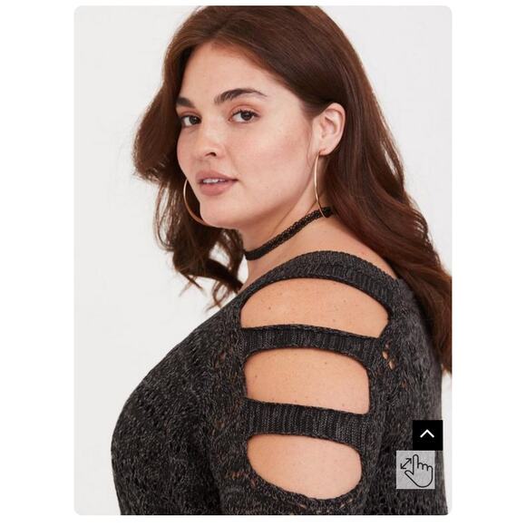 Torrid Grey Ladder & Pointelle Knit Sweater Size 1X - Picture 8 of 8